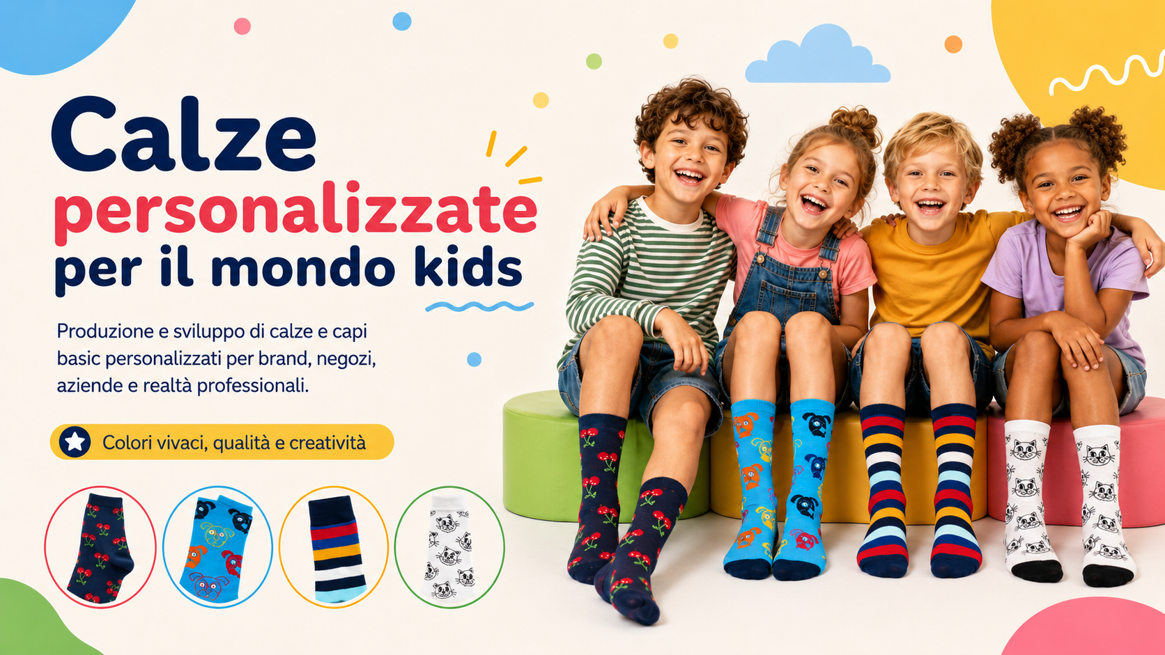 Calze antiscivolo per bambini dinamici, comode e sicure in ogni momento di gioco.